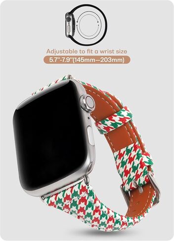 سوار شبكي من Smarwiss Designer Chidori متوافق مع ساعة Apple 41 مم 40 مم 38 مم، سوار معصم جلدي ناعم فاخر بنمط منقوش لسلسلة iWatch 9/8/7/6/5/4/3/2/1/SE للنساء/البنات أصفر وأبيض in Saudi Arabia