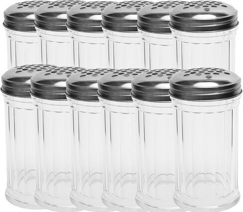 شاكر جبنة بارميزان بلاستيكية سعة 12 أونصة / شاكر فلفل أحمر مع غطاء من الفولاذ المقاوم للصدأ بفتحات كبيرة مقاس 1/4 بوصة، وأغطية موزع سكر/توابل بلاستيكية شفافة، GEEX DEPOT (2، 12 أونصة) in Kuwait