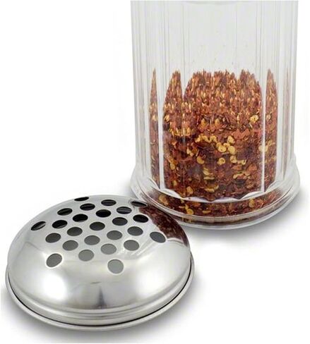 شاكر جبنة بارميزان بلاستيكية سعة 12 أونصة / شاكر فلفل أحمر مع غطاء من الفولاذ المقاوم للصدأ بفتحات كبيرة مقاس 1/4 بوصة، وأغطية موزع سكر/توابل بلاستيكية شفافة، GEEX DEPOT (2، 12 أونصة) in Kuwait