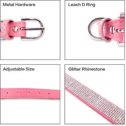 TDTOK Rhinestone Dog Collars for Medium Small Dogs, Cute Soft Comfy Glitter Dog Collar with Sturdy Sparkle Diamond Metal Buckle, Adjustable Suede Leather Bling Dog Collars for Small Dogs in Saudi Arabia