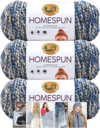 Lion Brand Yarn - Homespun - 3 Pack with Pattern Cards in Color (Beachside Stripes) in Saudi Arabia