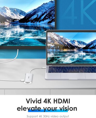 LENTION USB C Multiport Hub with 4K HDMI, 3 USB 3.0, SD/Micro SD Card Reader, 100W PD Compatible 2023-2016 MacBook Pro, New Mac Air, Window, Iphone15 More, Stable Driver Adapter (CB-C36B, Silver) in Saudi Arabia