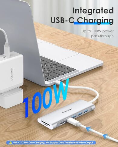 LENTION USB C Multiport Hub with 4K HDMI, 3 USB 3.0, SD/Micro SD Card Reader, 100W PD Compatible 2023-2016 MacBook Pro, New Mac Air, Window, Iphone15 More, Stable Driver Adapter (CB-C36B, Silver) in Saudi Arabia