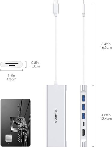 LENTION USB C Multiport Hub with 4K HDMI, 3 USB 3.0, SD/Micro SD Card Reader, 100W PD Compatible 2023-2016 MacBook Pro, New Mac Air, Window, Iphone15 More, Stable Driver Adapter (CB-C36B, Silver) in Saudi Arabia