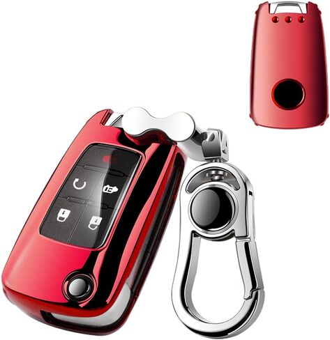 Car Key Fob Cover, Compatible with Camaro Cruze Equinox Malibu Buick Encore LaCrosse Regal Verano Key Fob,Folding Flip Car Key Soft TPU Case Jacket Key Fob with Alloy Keychain Blue in Saudi Arabia