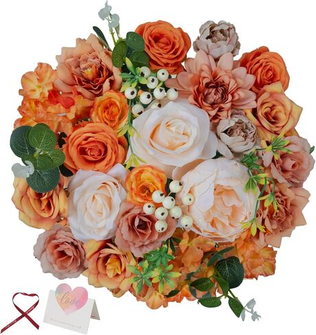 Artificial Flowers Combo Silk Flowers Mix Rose Peonies Dahlias with Stems Leaves Silk Ribbon for Home Decoration Party Garden Centerpieces DIY Wedding Bouquets in Saudi Arabia