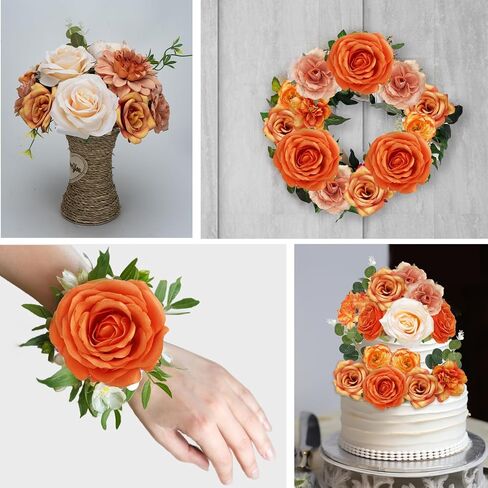 Artificial Flowers Combo Silk Flowers Mix Rose Peonies Dahlias with Stems Leaves Silk Ribbon for Home Decoration Party Garden Centerpieces DIY Wedding Bouquets in Saudi Arabia