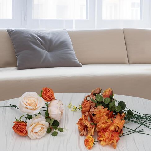 Artificial Flowers Combo Silk Flowers Mix Rose Peonies Dahlias with Stems Leaves Silk Ribbon for Home Decoration Party Garden Centerpieces DIY Wedding Bouquets in Saudi Arabia