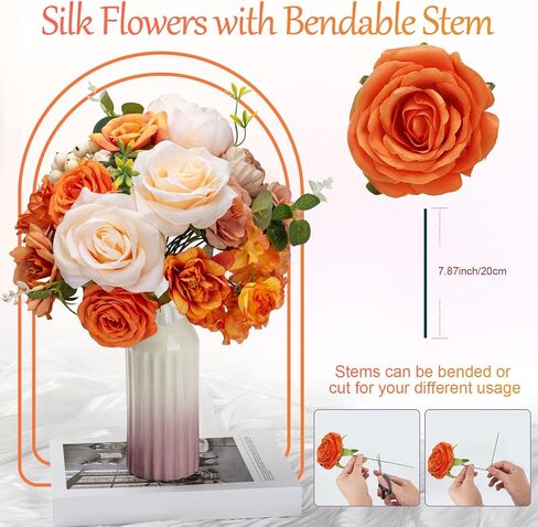 Artificial Flowers Combo Silk Flowers Mix Rose Peonies Dahlias with Stems Leaves Silk Ribbon for Home Decoration Party Garden Centerpieces DIY Wedding Bouquets in Saudi Arabia