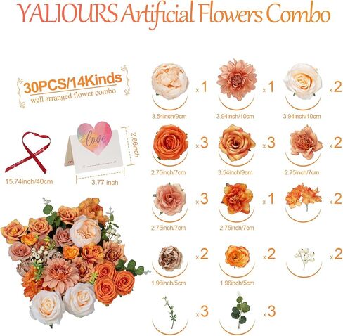 Artificial Flowers Combo Silk Flowers Mix Rose Peonies Dahlias with Stems Leaves Silk Ribbon for Home Decoration Party Garden Centerpieces DIY Wedding Bouquets in Saudi Arabia