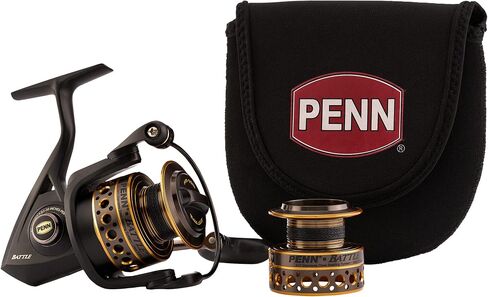 PENN Battle Spinning Reel Kit, Size 5000, Includes Reel Cover and Spare Anodized Aluminum Spool, Right/Left Handle Position, HT-100 Front Drag System in Kuwait