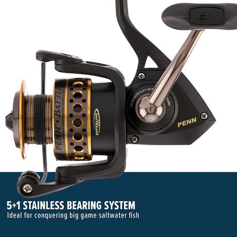 PENN Battle Spinning Reel Kit, Size 5000, Includes Reel Cover and Spare Anodized Aluminum Spool, Right/Left Handle Position, HT-100 Front Drag System in Kuwait