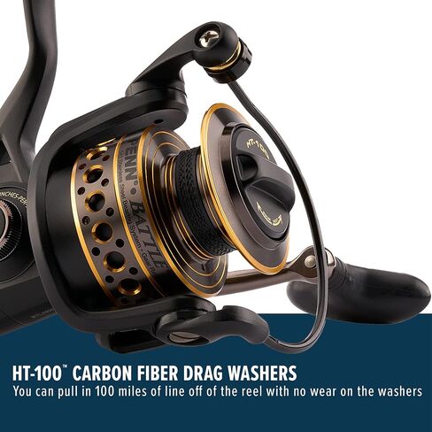 PENN Battle Spinning Reel Kit, Size 5000, Includes Reel Cover and Spare Anodized Aluminum Spool, Right/Left Handle Position, HT-100 Front Drag System in Kuwait