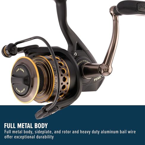 PENN Battle Spinning Reel Kit, Size 5000, Includes Reel Cover and Spare Anodized Aluminum Spool, Right/Left Handle Position, HT-100 Front Drag System in Kuwait