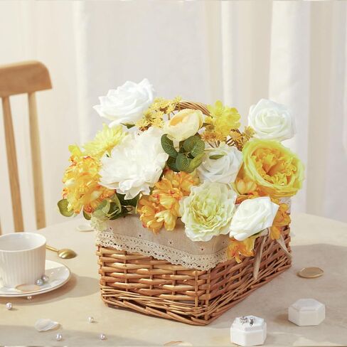 35pcs Artificial Flowers Mix Silk Flowers & Foliage with Stems for DIY Wedding Bouquets Centerpieces Arrangements Party Bridal Baby Shower Cake Decorations Home Decor (Autumn Caramel) in Saudi Arabia