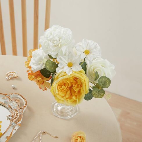 35pcs Artificial Flowers Mix Silk Flowers & Foliage with Stems for DIY Wedding Bouquets Centerpieces Arrangements Party Bridal Baby Shower Cake Decorations Home Decor (Autumn Caramel) in Saudi Arabia