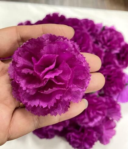 Rikyo 50 Artificial Silk Carnation Flower Head with Stems Set,Vase Fillers,Marigold Flower Heads for Diwali Home Decor Day of The Dead Wreath Garland Cake Ornaments,2" Petals Heads (Black) in Saudi Arabia