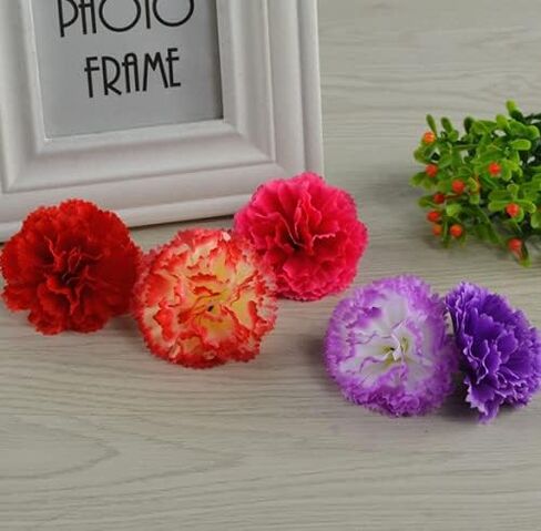 Rikyo 50 Artificial Silk Carnation Flower Head with Stems Set,Vase Fillers,Marigold Flower Heads for Diwali Home Decor Day of The Dead Wreath Garland Cake Ornaments,2" Petals Heads (Black) in Saudi Arabia
