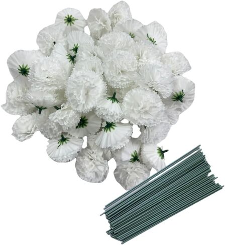 Rikyo 50 Artificial Silk Carnation Flower Head with Stems Set,Vase Fillers,Marigold Flower Heads for Diwali Home Decor Day of The Dead Wreath Garland Cake Ornaments,2" Petals Heads (Black) in Saudi Arabia