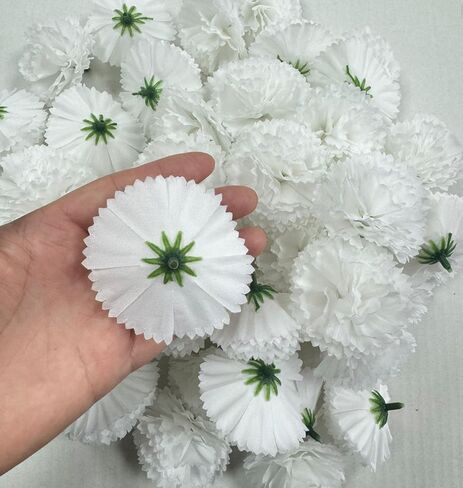Rikyo 50 Artificial Silk Carnation Flower Head with Stems Set,Vase Fillers,Marigold Flower Heads for Diwali Home Decor Day of The Dead Wreath Garland Cake Ornaments,2" Petals Heads (Black) in Saudi Arabia