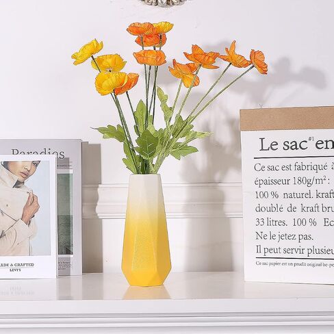 Geometric Ceramic Flower Vase for Home Office Decoration, 8in, Frosted Black Gradient in Saudi Arabia