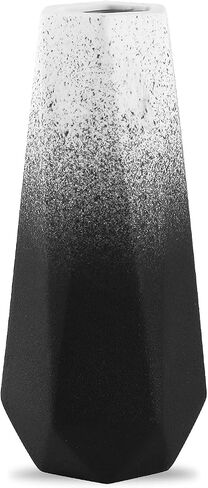Geometric Ceramic Flower Vase for Home Office Decoration, 8in, Frosted Black Gradient in Saudi Arabia