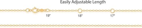 Jewelili 10K Yellow Gold or 10K White Gold or Sterling Silver 1.0mm Cable Chain Necklace with Spring-ring Clasp |17", 18", 19" (inches) Extendable Length in Saudi Arabia