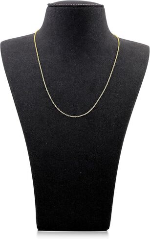 Jewelili 10K Yellow Gold or 10K White Gold or Sterling Silver 1.0mm Cable Chain Necklace with Spring-ring Clasp |17", 18", 19" (inches) Extendable Length in Saudi Arabia