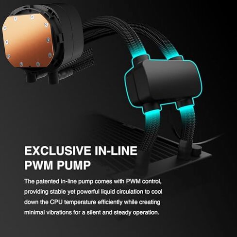 GAMDIAS 240mm CPU Liquid Cooler AIO w/ 2.1" Display & Customized Software, CPU Water Cooler w/Thick Radiator and ARGB PWM 2X 120mm Computer PC Case Fans, Compatible w/Intel 1700/1200 & AMD AM5/AM4 in Kuwait