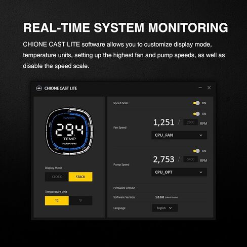 GAMDIAS 240mm CPU Liquid Cooler AIO w/ 2.1" Display & Customized Software, CPU Water Cooler w/Thick Radiator and ARGB PWM 2X 120mm Computer PC Case Fans, Compatible w/Intel 1700/1200 & AMD AM5/AM4 in Kuwait