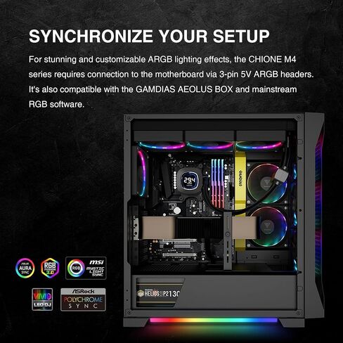 GAMDIAS 240mm CPU Liquid Cooler AIO w/ 2.1" Display & Customized Software, CPU Water Cooler w/Thick Radiator and ARGB PWM 2X 120mm Computer PC Case Fans, Compatible w/Intel 1700/1200 & AMD AM5/AM4 in Kuwait