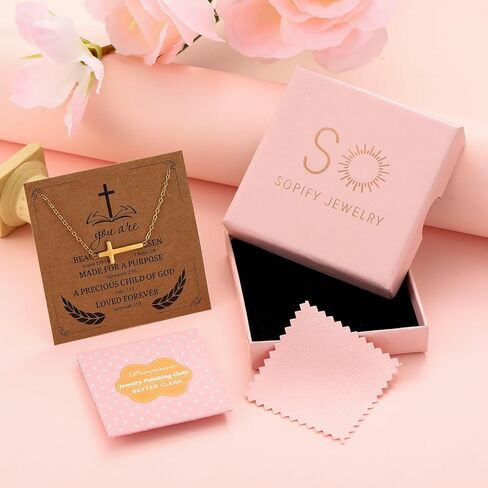 Sideways Cross Necklace for Women Dainty Gold Small Cross Necklaces with Bible Verses Jesus Christian Jewelry for Women Girls Easter Basket Stuffers Baptism First Communion Religious Gift for Teens in Saudi Arabia