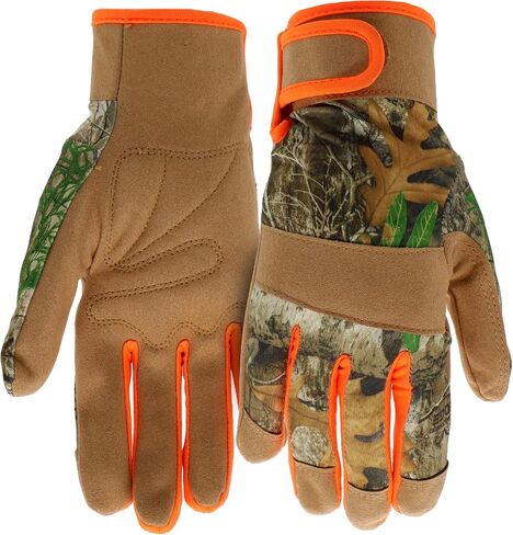 Boss Youth Utility High Visibility Realtree Synthetic Leather Safety Gloves, Camouflage Design, Knuckle Padding, Hook and Loop Closure, Youth Size, (BRE52191-YL) in Saudi Arabia