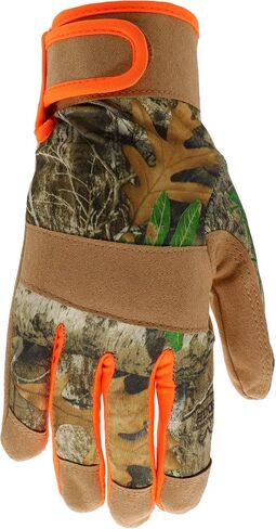 Boss Youth Utility High Visibility Realtree Synthetic Leather Safety Gloves, Camouflage Design, Knuckle Padding, Hook and Loop Closure, Youth Size, (BRE52191-YL) in Saudi Arabia
