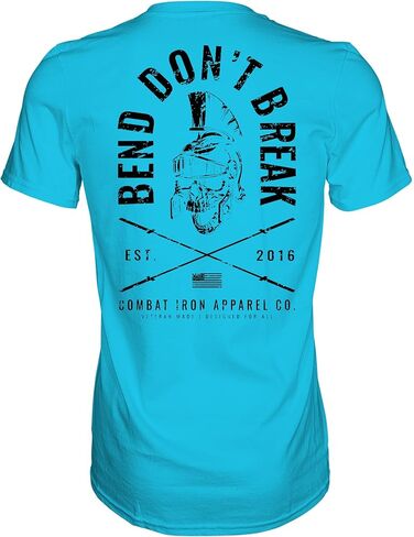 Combat Iron Men's Graphic Short Sleeve T-Shirt - Bend Don't Break Barbell Skull Tee in Kuwait