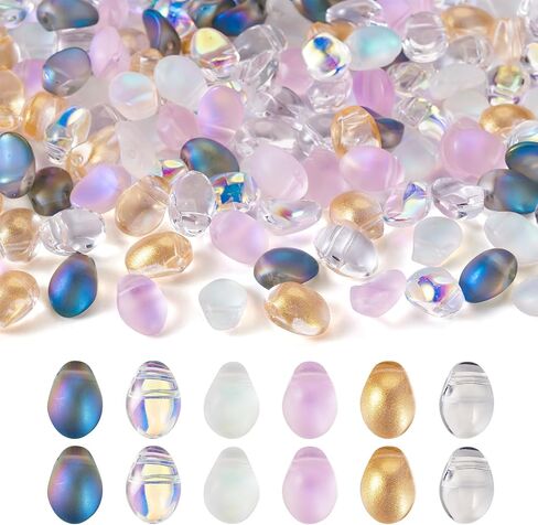 Beadthoven 200pcs 10 Colors Transparent Teardrop Glass Beads Mixed Top Drilled Colorful Water Drop Crystal Glass Beads Chandelier Pendants for DIY Jewelry Making Craft Supplies in Saudi Arabia