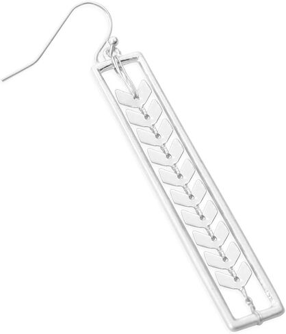 Bohemian Geometric Metallic Dangle Earrings - Simple Linear Bar Tiered Cutout Open Rectangle Hoop in Saudi Arabia