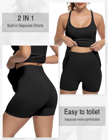 Tennis Dress for Women Athletic Golf Dress with Shorts and Pockets Backless Workout Dress with Adjustable Straps in Kuwait