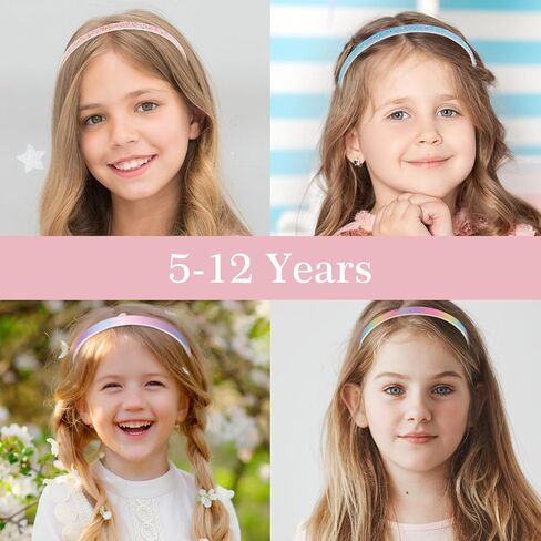 Glitter Headband, 4pcs Plastic Sparkly Cute Non Slip Chunky Hairbands, Thick Bling Confetti Rainbow Hair Bands with Teeth, Little Girls Colorful Hair Accessories in Saudi Arabia