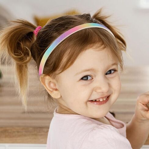 Glitter Headband, 4pcs Plastic Sparkly Cute Non Slip Chunky Hairbands, Thick Bling Confetti Rainbow Hair Bands with Teeth, Little Girls Colorful Hair Accessories in Saudi Arabia