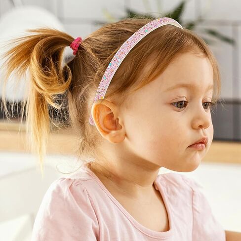 Glitter Headband, 4pcs Plastic Sparkly Cute Non Slip Chunky Hairbands, Thick Bling Confetti Rainbow Hair Bands with Teeth, Little Girls Colorful Hair Accessories in Kuwait