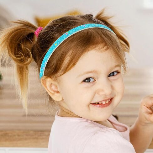 Glitter Headband, 4pcs Plastic Sparkly Cute Non Slip Chunky Hairbands, Thick Bling Confetti Rainbow Hair Bands with Teeth, Little Girls Colorful Hair Accessories in Kuwait