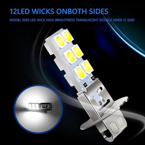 4 PCS LED Car Fog Light Bulbs, 12V 360 Degrees Metal Waterproof Vehicle DRL lamps, Plug and Play, Universal 2.44In x 0.43In Super Bright Automotive Lighting Accessories (White Light #H1) in Saudi Arabia
