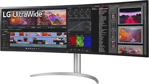 LG 49WL95C-WY شاشة 32:9 فائقة العرض 49 بوصة مزدوجة DQHD (5120 × 1440) شاشة IPS منحنية، HDR10، USB من النوع C مع 85 وات PD، سلسلة ألوان sRGB 99%، حامل قابل للتعديل للارتفاع/الدوران/الإمالة - أسود وفضي in Kuwait