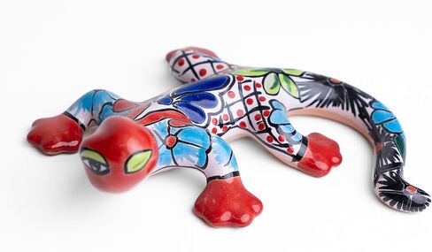 Mexican Talavera Pottery Gecko Wall Mount - Hand Painted - Handmade Ceramic Garden (9 x 8) in Saudi Arabia
