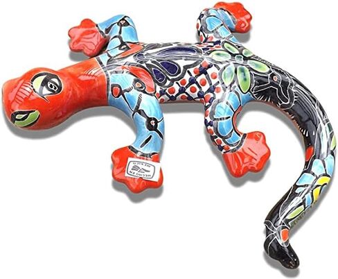 Mexican Talavera Pottery Gecko Wall Mount - Hand Painted - Handmade Ceramic Garden (9 x 8) in Saudi Arabia