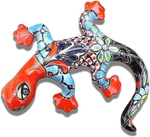 Mexican Talavera Pottery Gecko Wall Mount - Hand Painted - Handmade Ceramic Garden (9 x 8) in Saudi Arabia