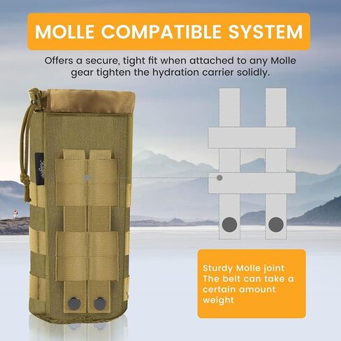 Molle Water Bottle Holder, Upgraded 1000D Nylon Tactical Molle Water Bottle Pouch, Sports Water Bottle Bag Bottom Mesh Lining Hydration Carrier for Camping, Climbing, Hiking and Travelling in Saudi Arabia