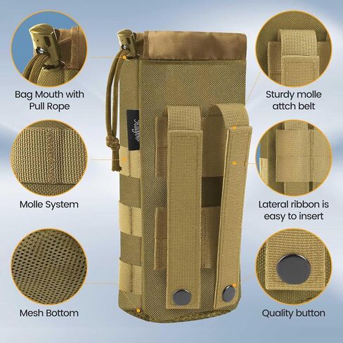 Molle Water Bottle Holder, Upgraded 1000D Nylon Tactical Molle Water Bottle Pouch, Sports Water Bottle Bag Bottom Mesh Lining Hydration Carrier for Camping, Climbing, Hiking and Travelling in Saudi Arabia