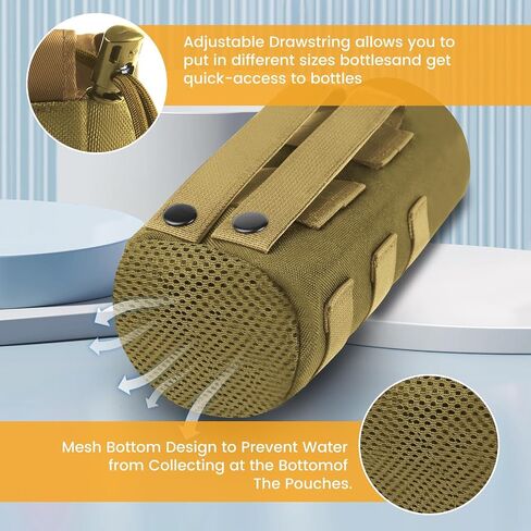 Molle Water Bottle Holder, Upgraded 1000D Nylon Tactical Molle Water Bottle Pouch, Sports Water Bottle Bag Bottom Mesh Lining Hydration Carrier for Camping, Climbing, Hiking and Travelling in Saudi Arabia